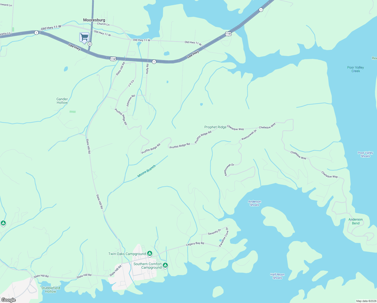 map of restaurants, bars, coffee shops, grocery stores, and more near 496 Proffitt Ridge Rd in Hawkins