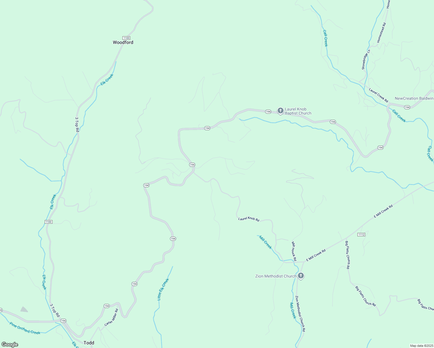 map of restaurants, bars, coffee shops, grocery stores, and more near 1260 Laurel Knob Road in Todd