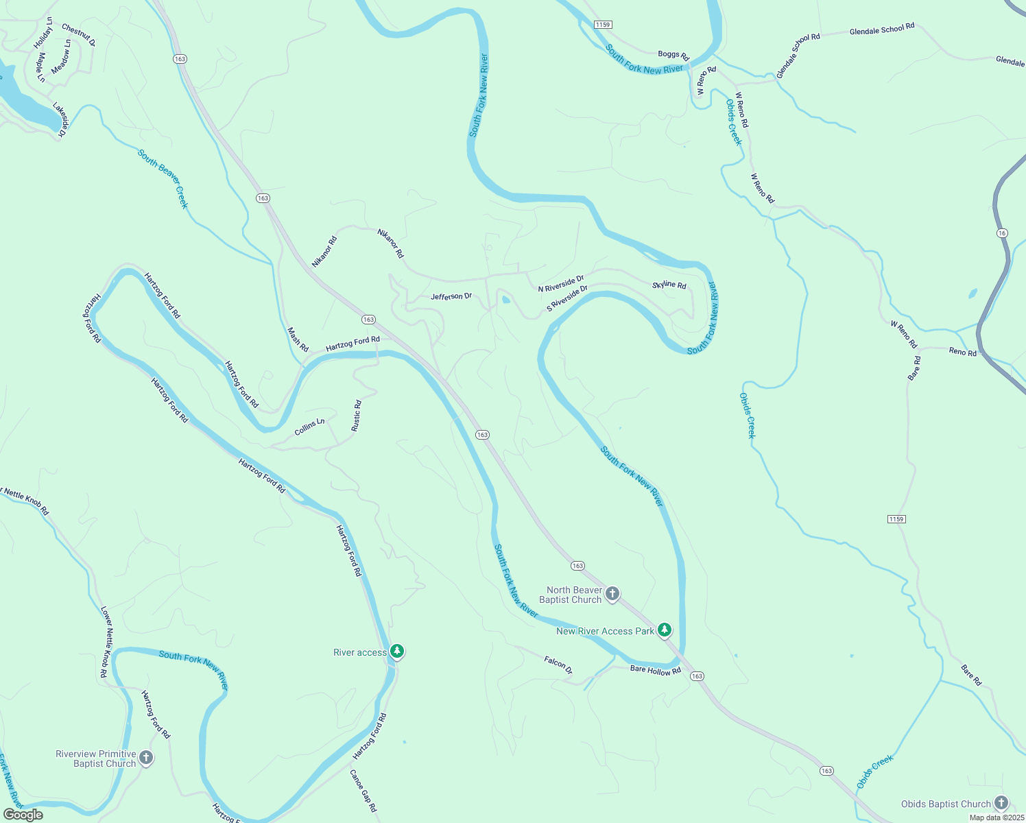 map of restaurants, bars, coffee shops, grocery stores, and more near Autumn Run Road in Ashe County