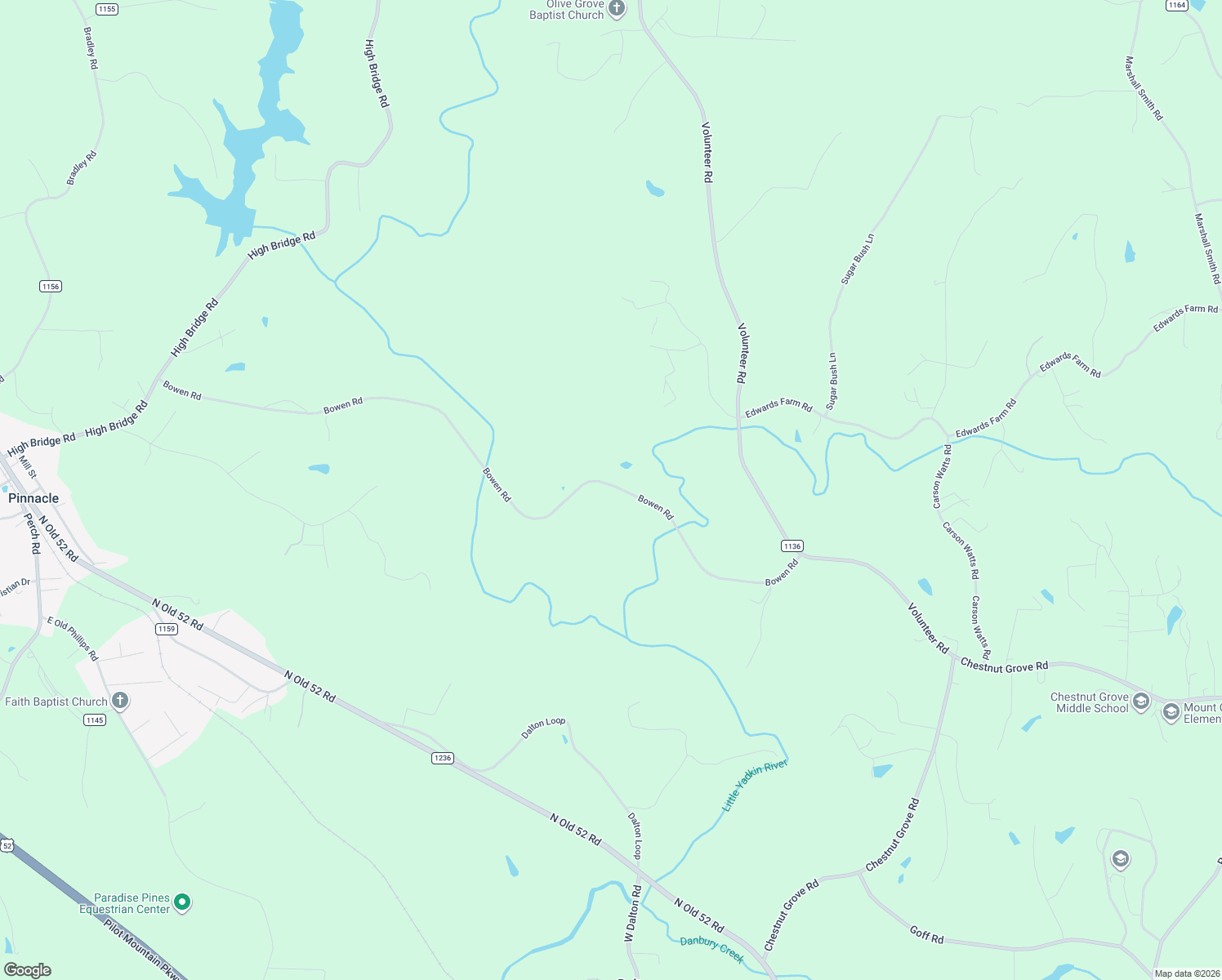 map of restaurants, bars, coffee shops, grocery stores, and more near Bowen Road in Pinnacle