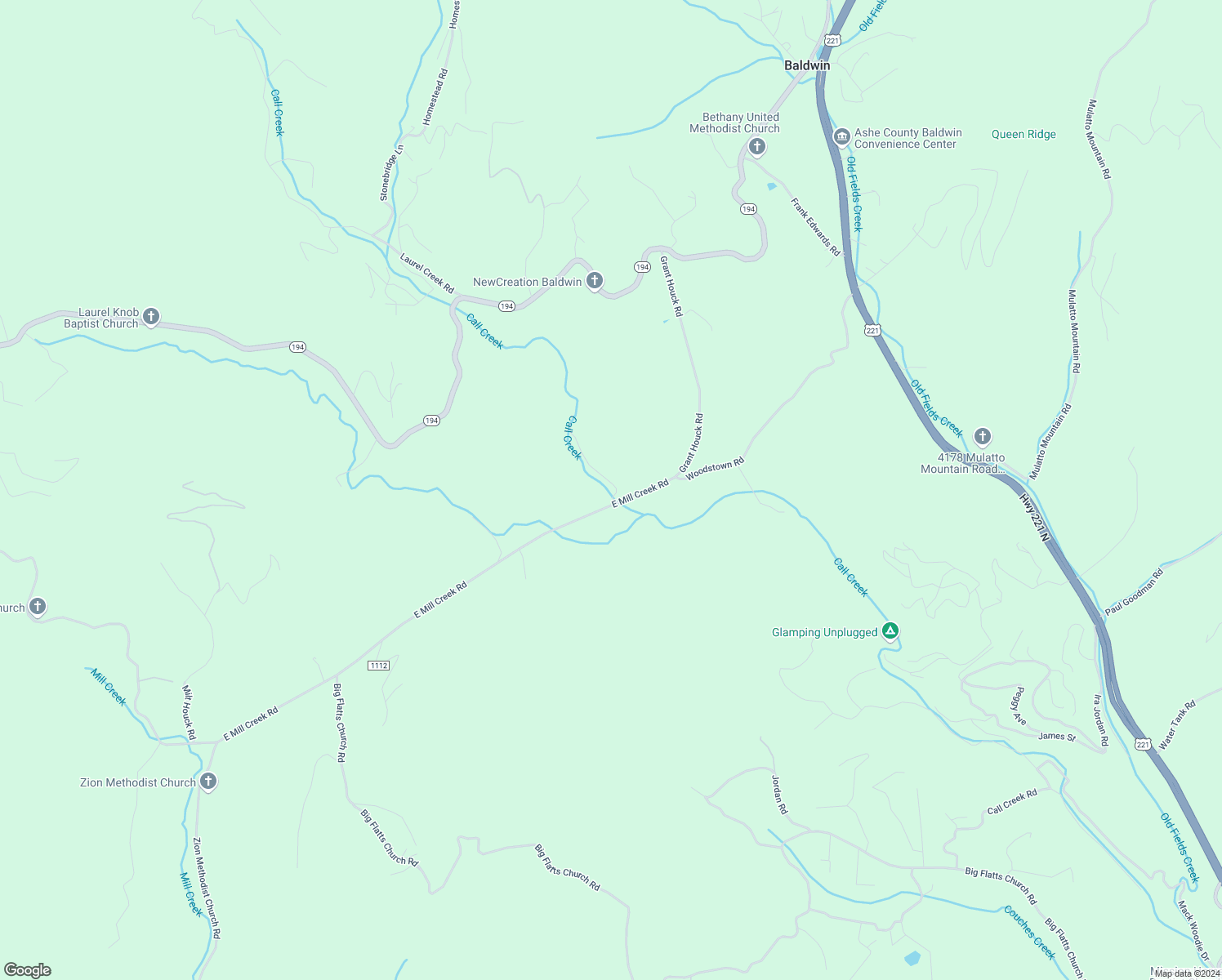 map of restaurants, bars, coffee shops, grocery stores, and more near 270 East Mill Creek Road in Todd