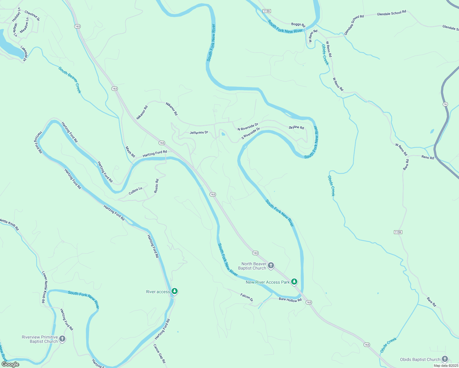 map of restaurants, bars, coffee shops, grocery stores, and more near Autumn Run Road in Ashe County
