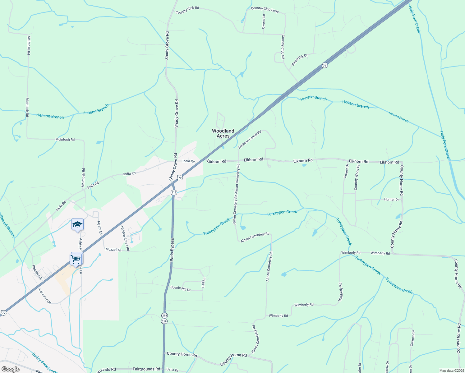 map of restaurants, bars, coffee shops, grocery stores, and more near 200 Alman Cemetery Road in Paris