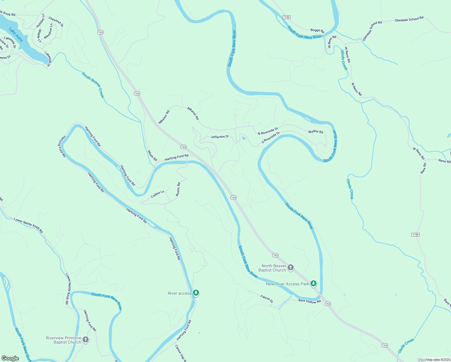 map of restaurants, bars, coffee shops, grocery stores, and more near 7107 Highway 163 in West Jefferson