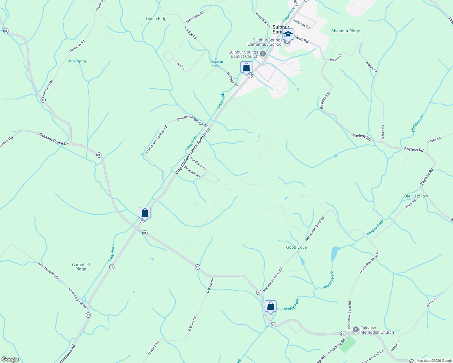 map of restaurants, bars, coffee shops, grocery stores, and more near 152 Kanes Court in Jonesborough