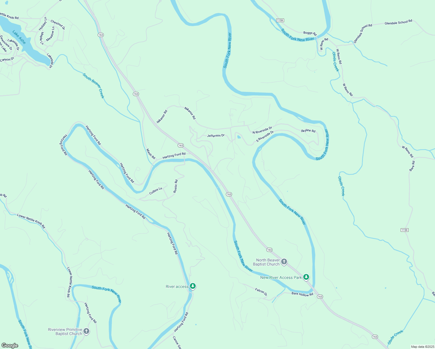 map of restaurants, bars, coffee shops, grocery stores, and more near 168 Pats Lane in West Jefferson