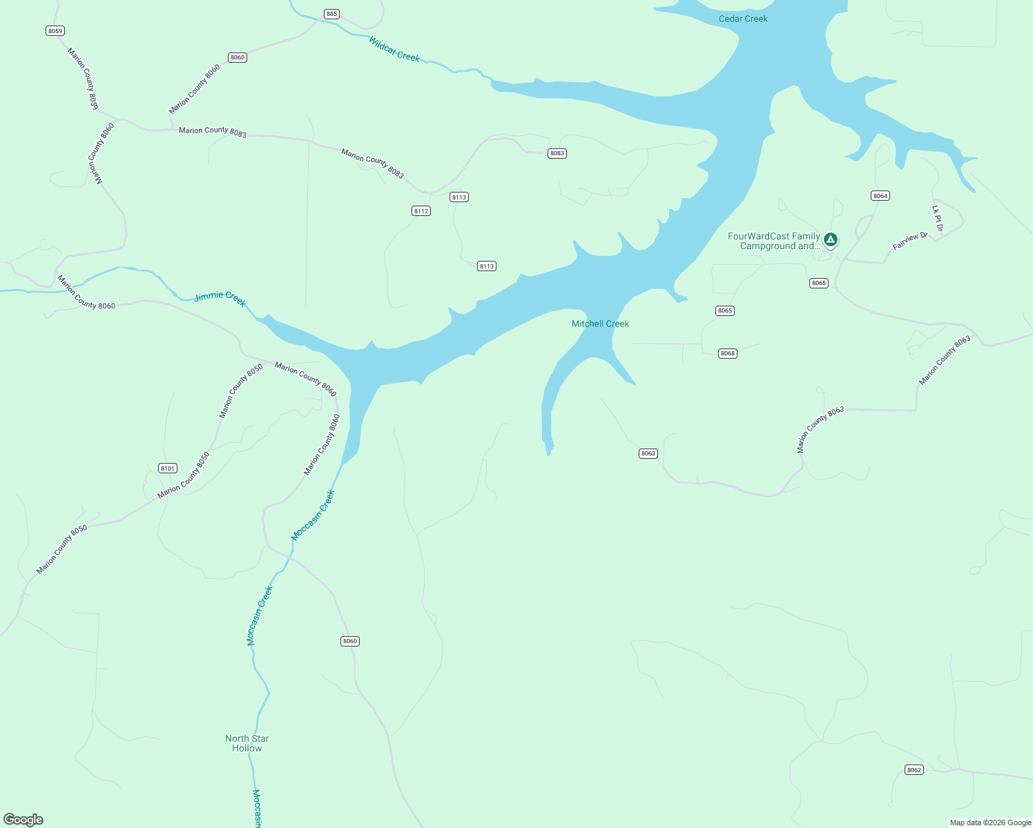 map of restaurants, bars, coffee shops, grocery stores, and more near 1406 Kingdon Springs Lane in Flippin
