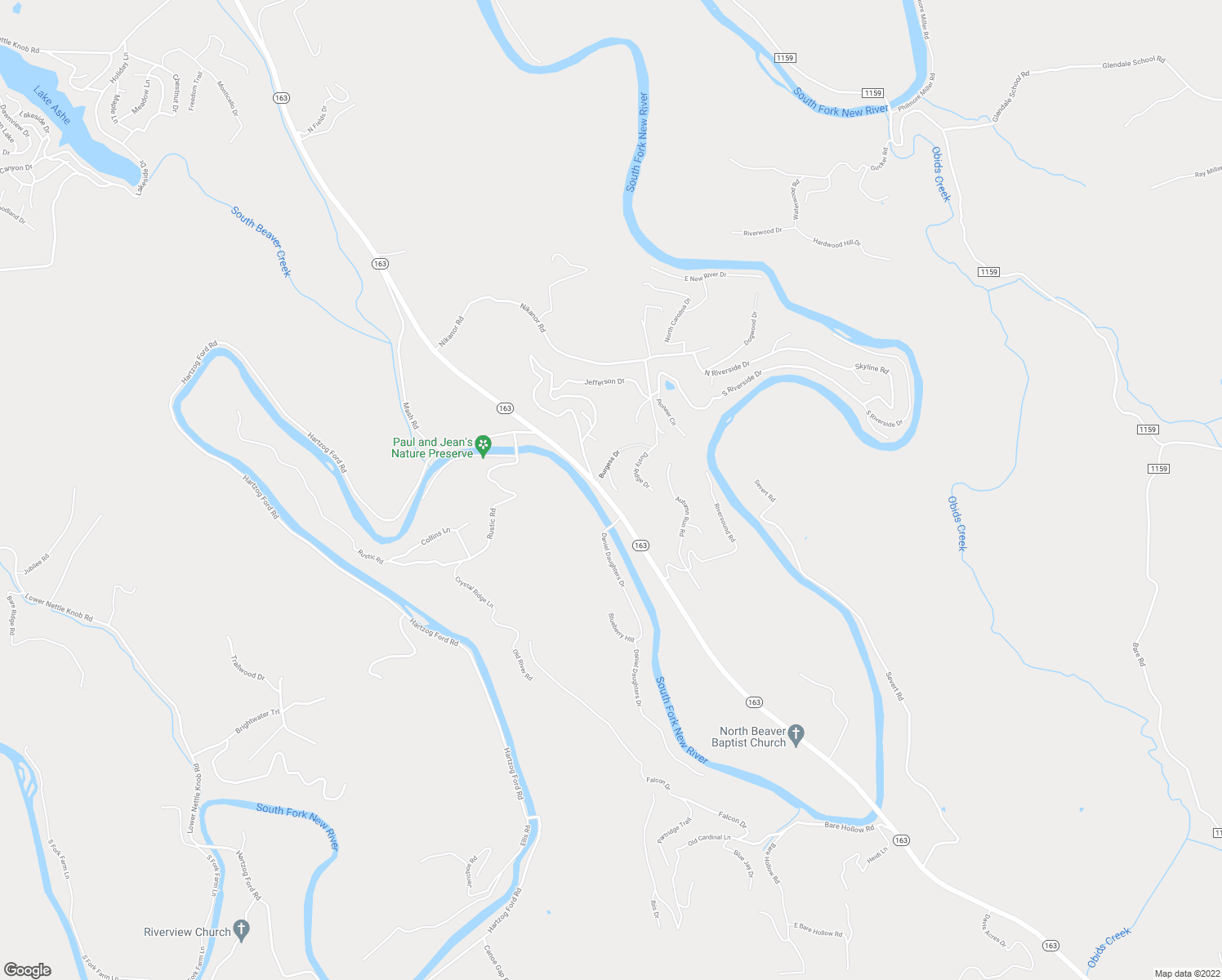 map of restaurants, bars, coffee shops, grocery stores, and more near 168 Pats Lane in West Jefferson