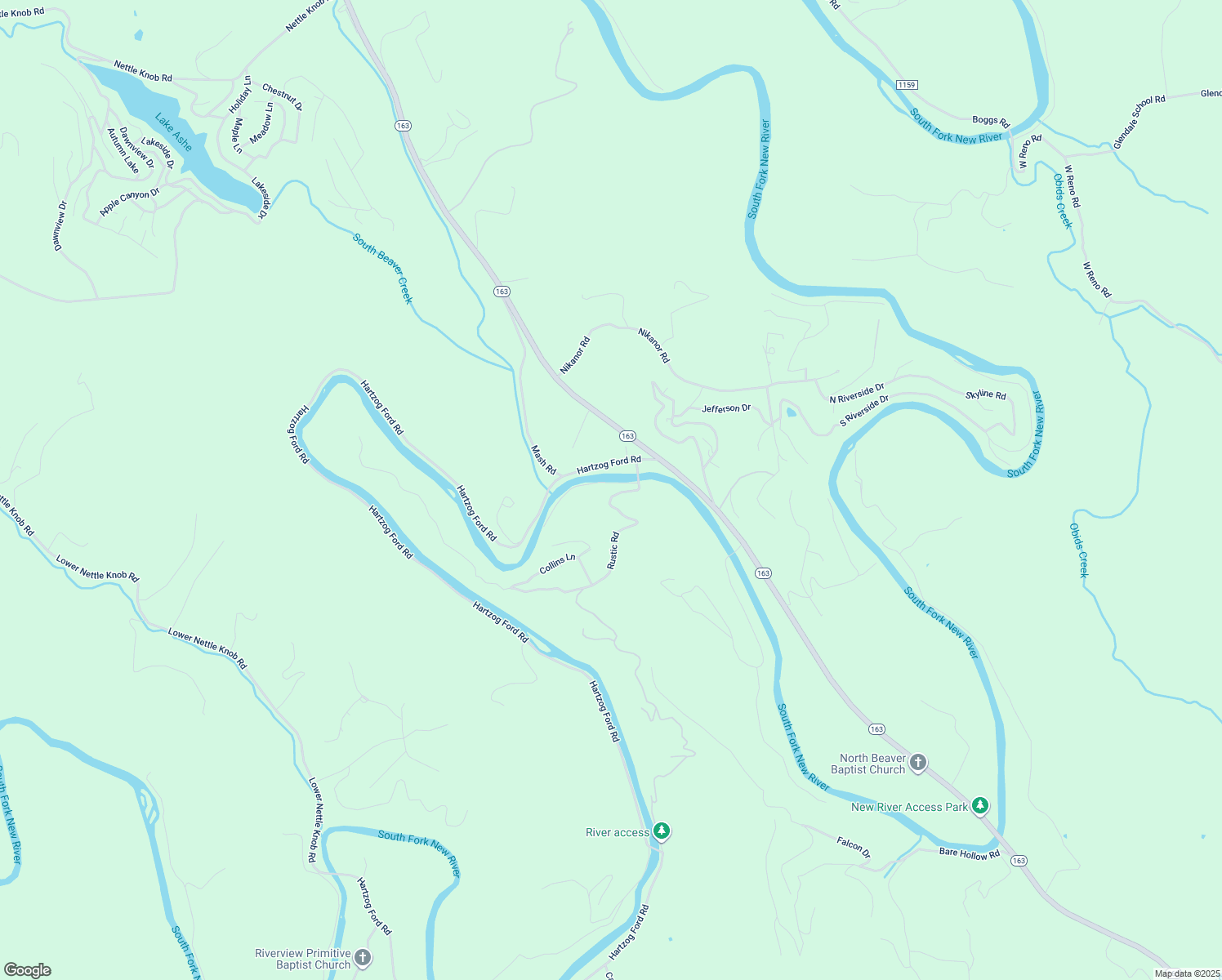 map of restaurants, bars, coffee shops, grocery stores, and more near 147 River Lane in West Jefferson