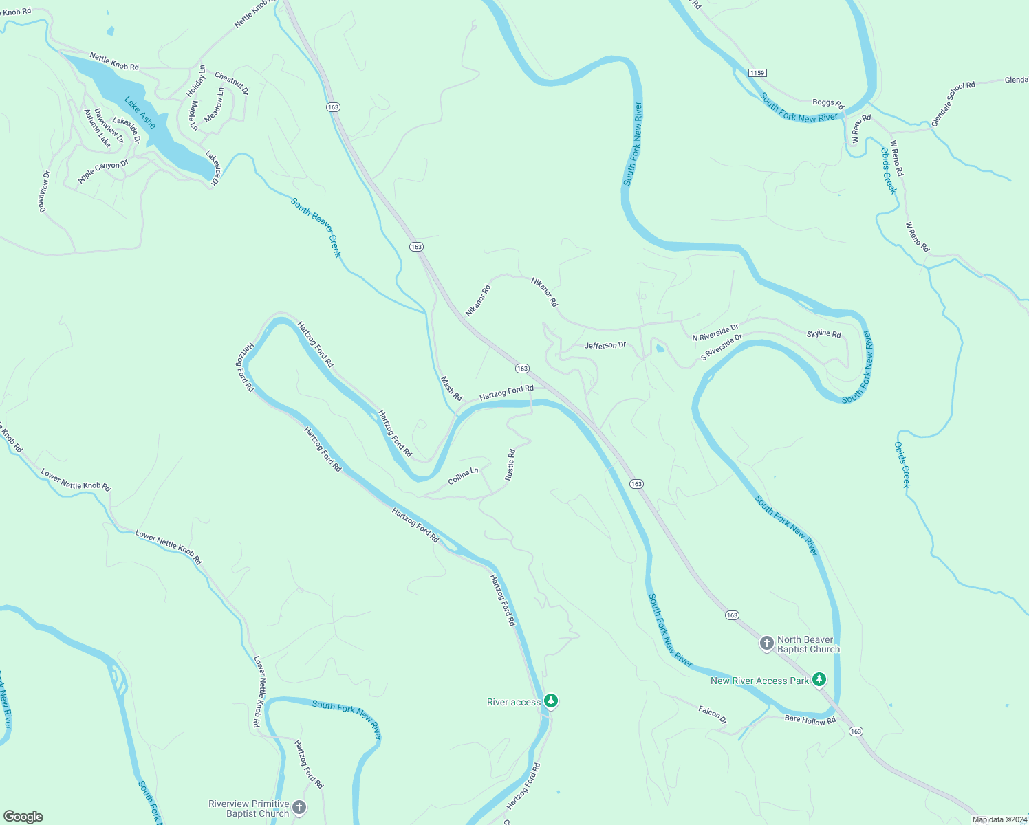 map of restaurants, bars, coffee shops, grocery stores, and more near 147 River Lane in West Jefferson