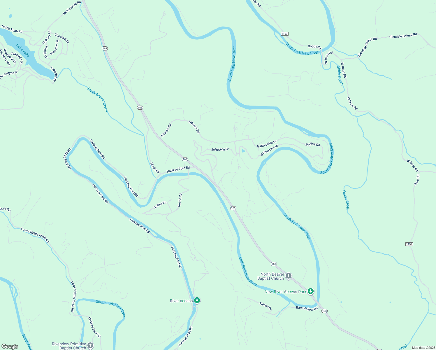 map of restaurants, bars, coffee shops, grocery stores, and more near Martingale Place in Ashe County