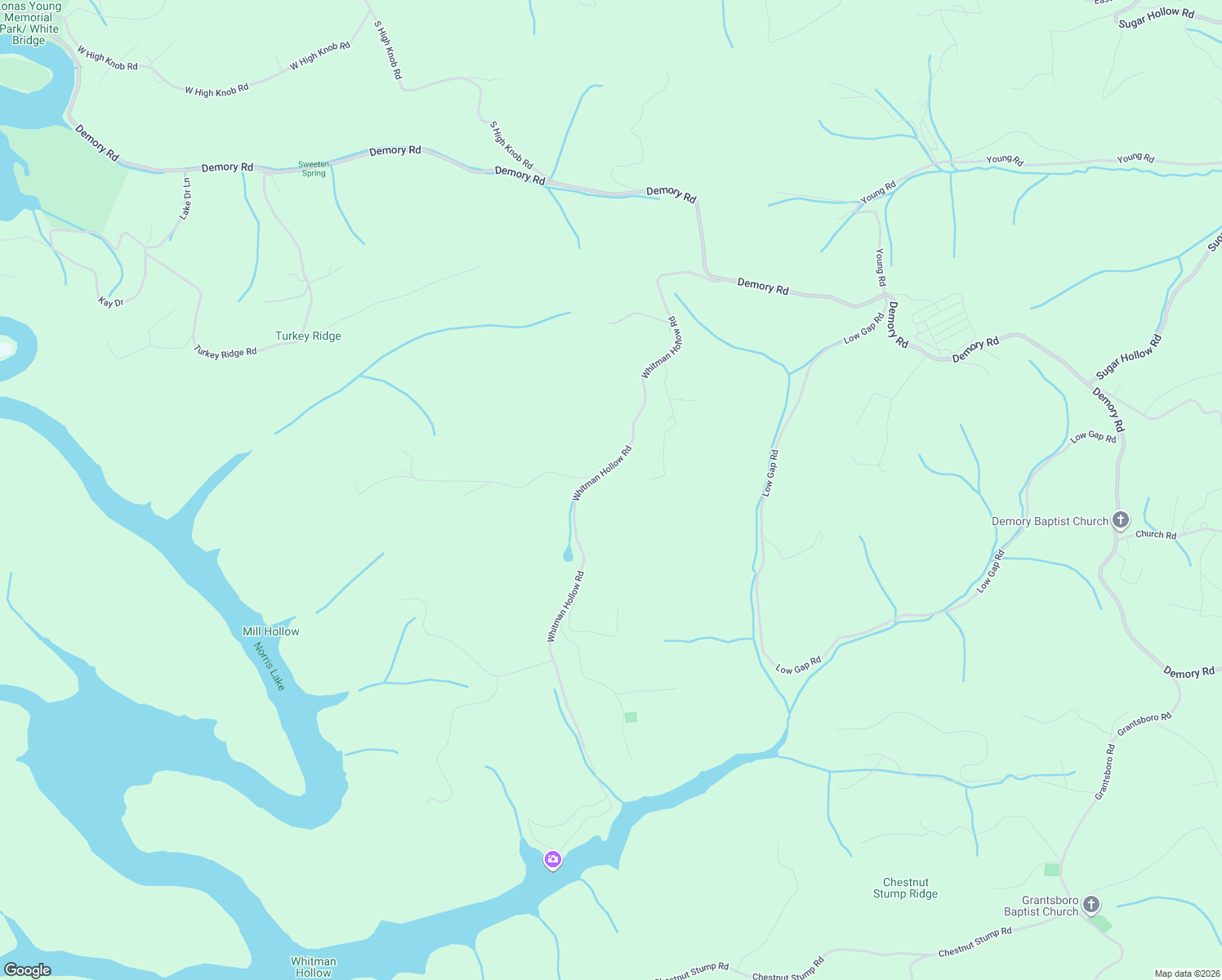 map of restaurants, bars, coffee shops, grocery stores, and more near 453 Whitman Hollow Road in LaFollette