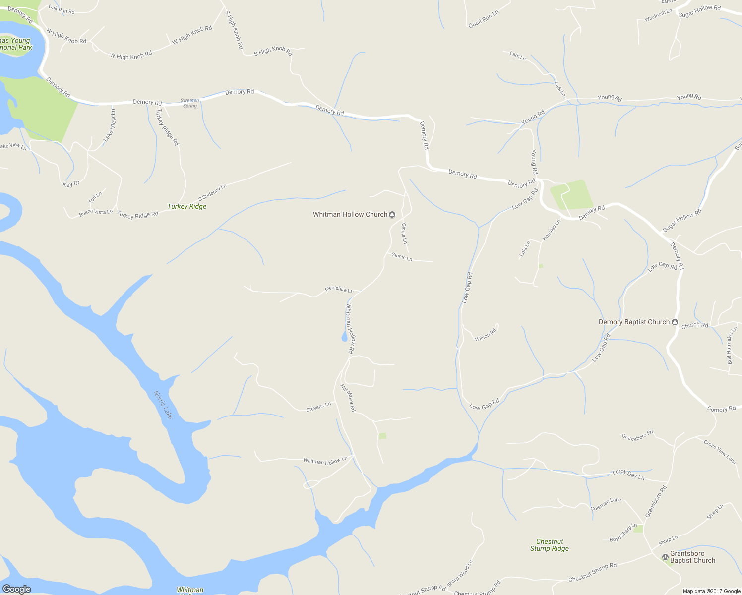 map of restaurants, bars, coffee shops, grocery stores, and more near 453 Whitman Hollow Road in LaFollette