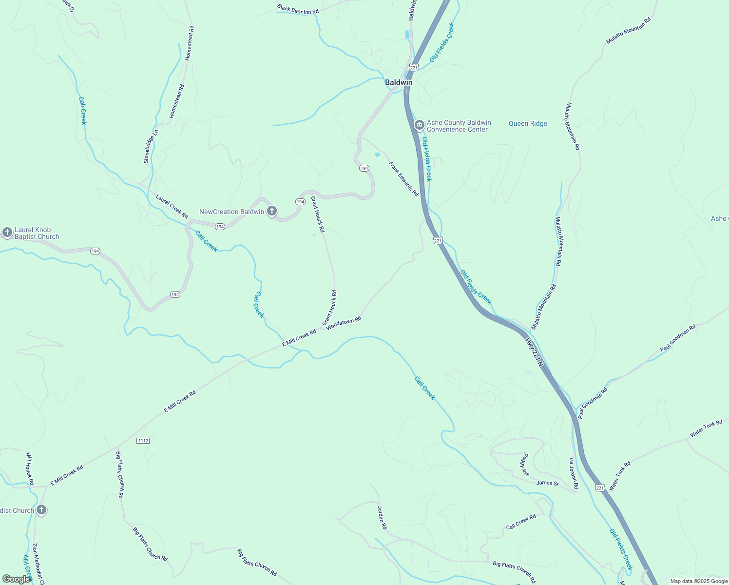 map of restaurants, bars, coffee shops, grocery stores, and more near 589 Grant Houck Road in Todd