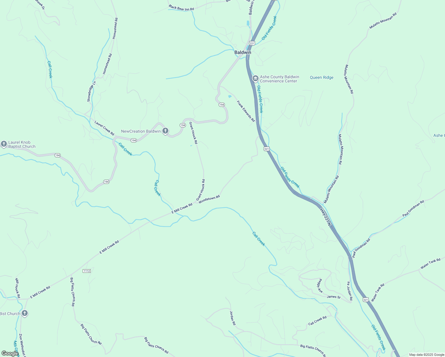 map of restaurants, bars, coffee shops, grocery stores, and more near 589 Grant Houck Road in Todd