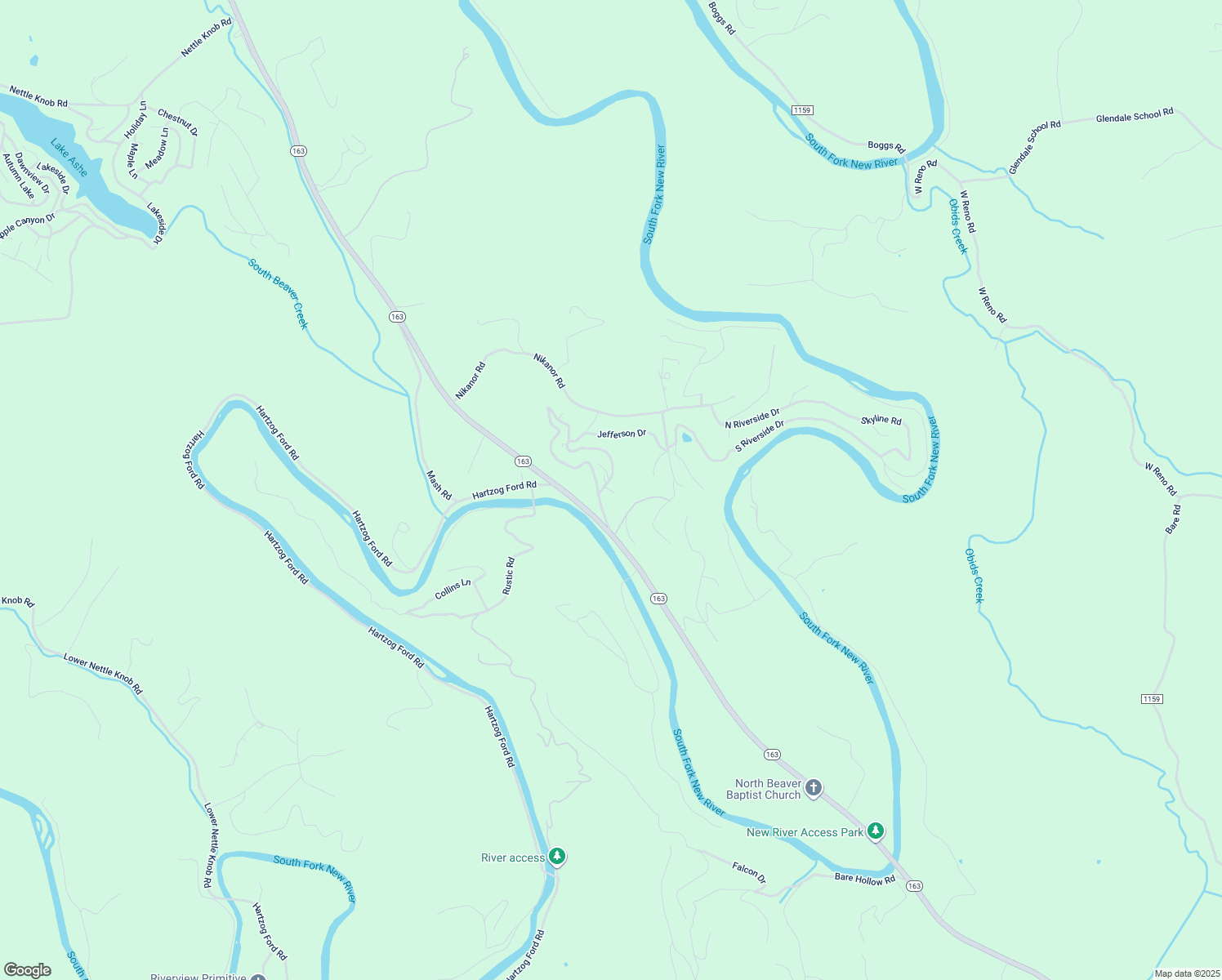 map of restaurants, bars, coffee shops, grocery stores, and more near Martingale Place in Ashe County