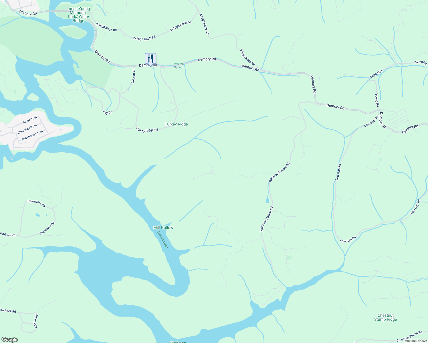 map of restaurants, bars, coffee shops, grocery stores, and more near 388 Fieldshire Lane in LaFollette