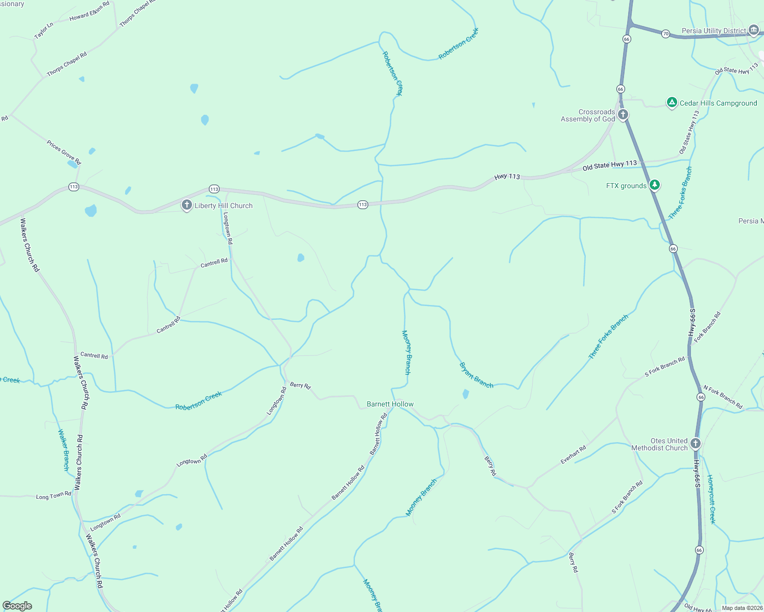 map of restaurants, bars, coffee shops, grocery stores, and more near 744 Berry Road in Bulls Gap