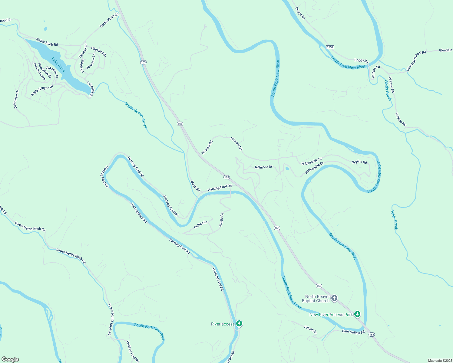 map of restaurants, bars, coffee shops, grocery stores, and more near 186 Hartzog Ford Road in West Jefferson