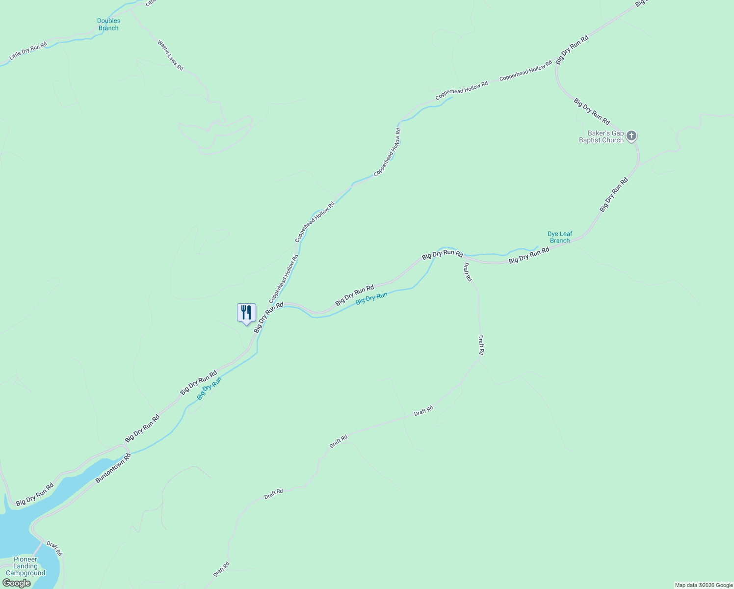 map of restaurants, bars, coffee shops, grocery stores, and more near 121 Big Dry Run Road in Butler