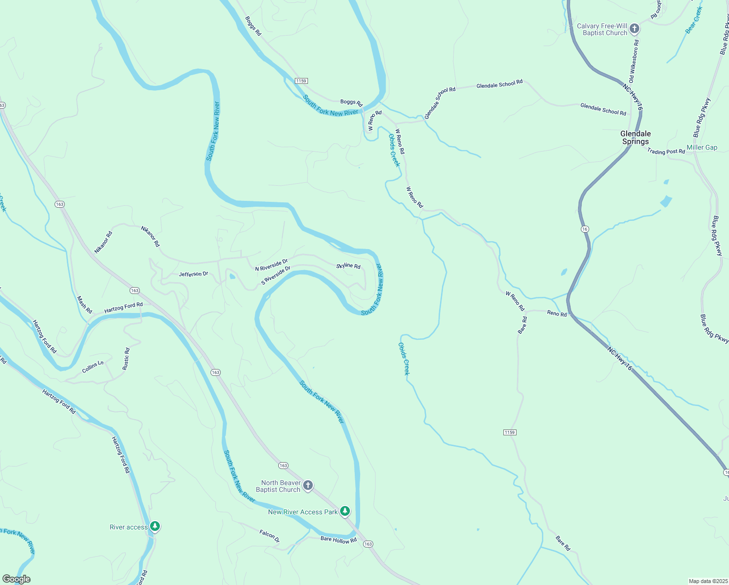 map of restaurants, bars, coffee shops, grocery stores, and more near 607 Skyline Road in West Jefferson