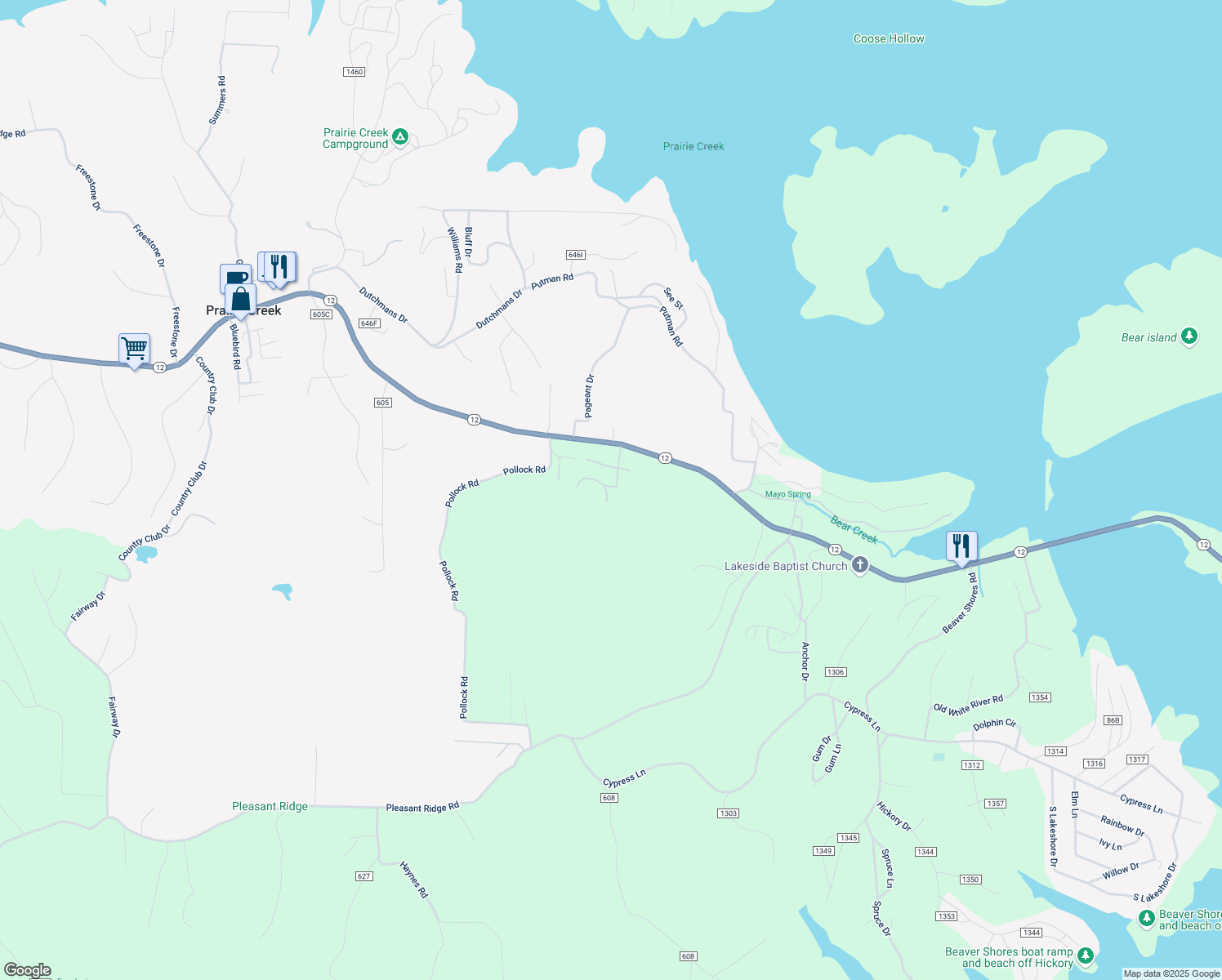 map of restaurants, bars, coffee shops, grocery stores, and more near 8478 Navajo Trail in Little Flock