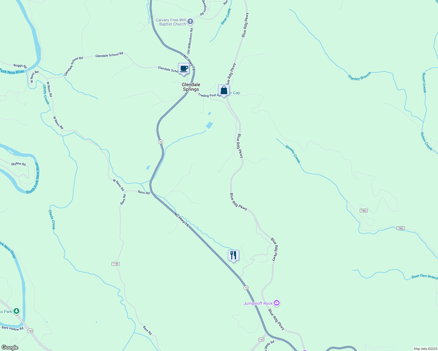 map of restaurants, bars, coffee shops, grocery stores, and more near 687 Patriot Way in West Jefferson