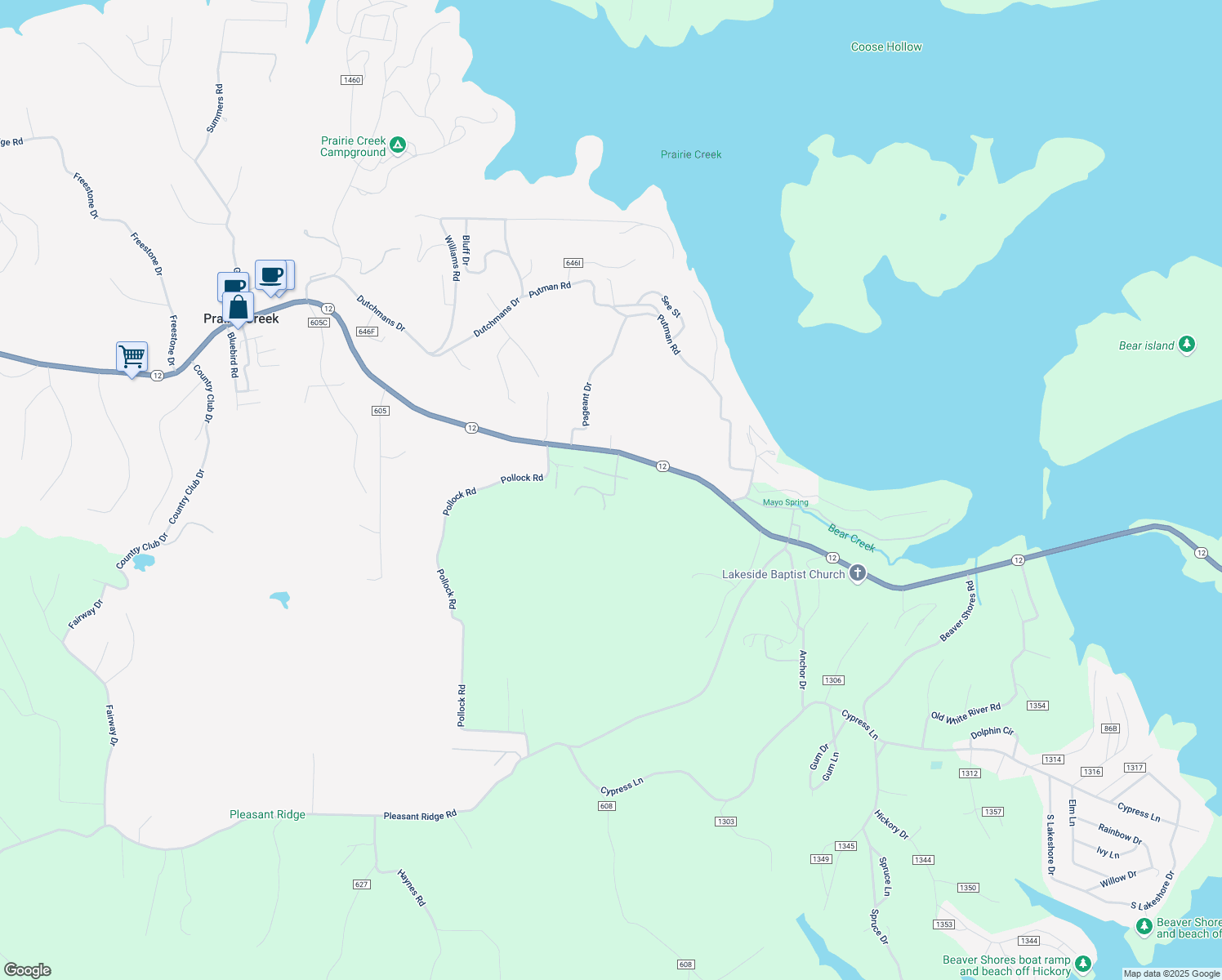 map of restaurants, bars, coffee shops, grocery stores, and more near 8478 Navajo Trail in Little Flock