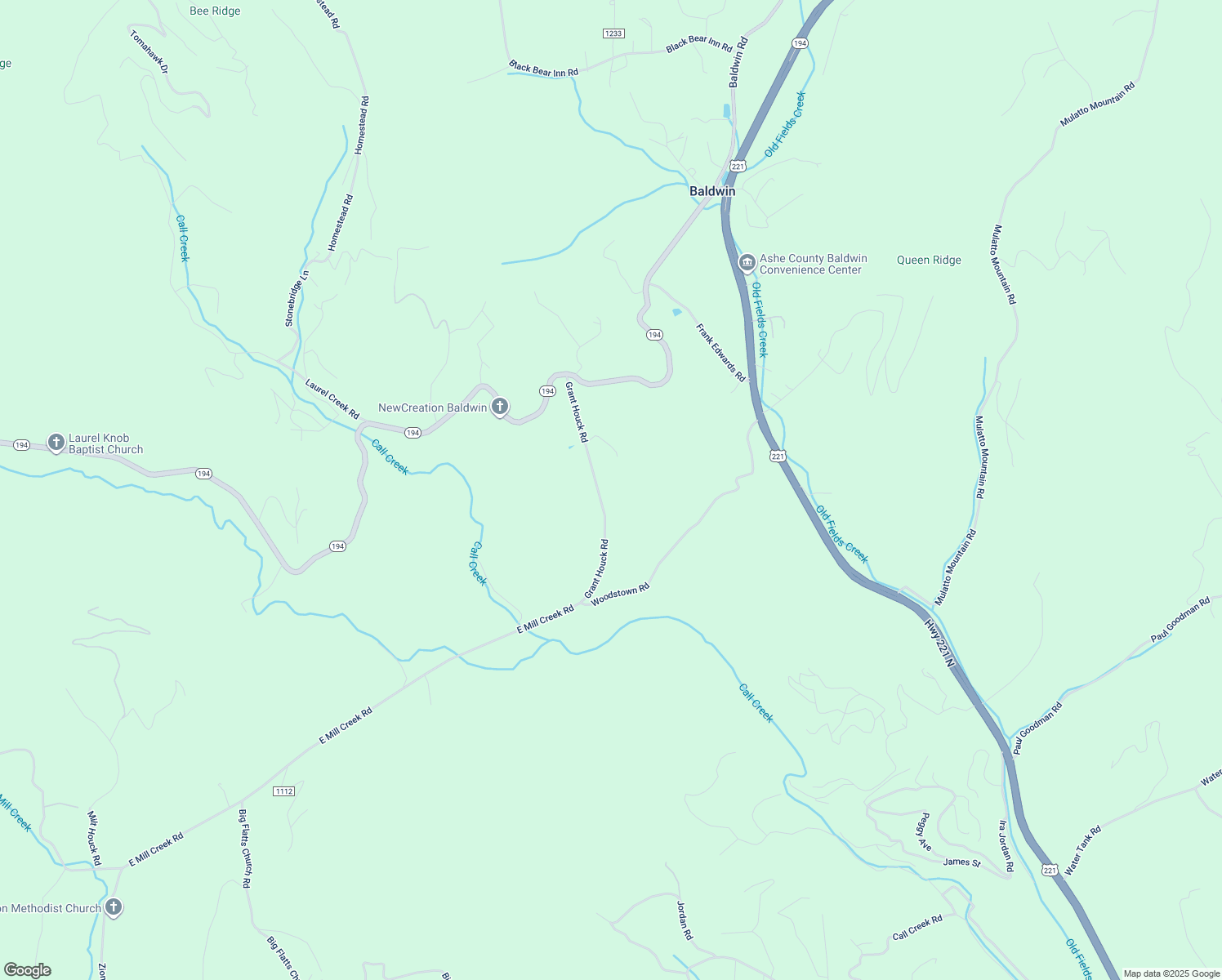 map of restaurants, bars, coffee shops, grocery stores, and more near 477 Grant Houck Road in Todd