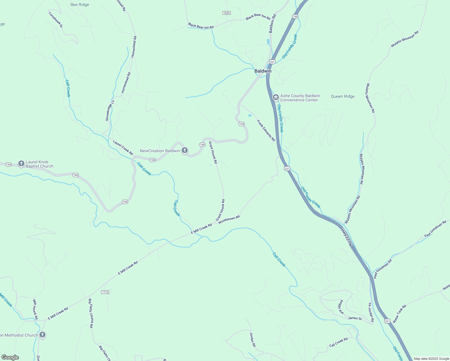 map of restaurants, bars, coffee shops, grocery stores, and more near 477 Grant Houck Road in Todd
