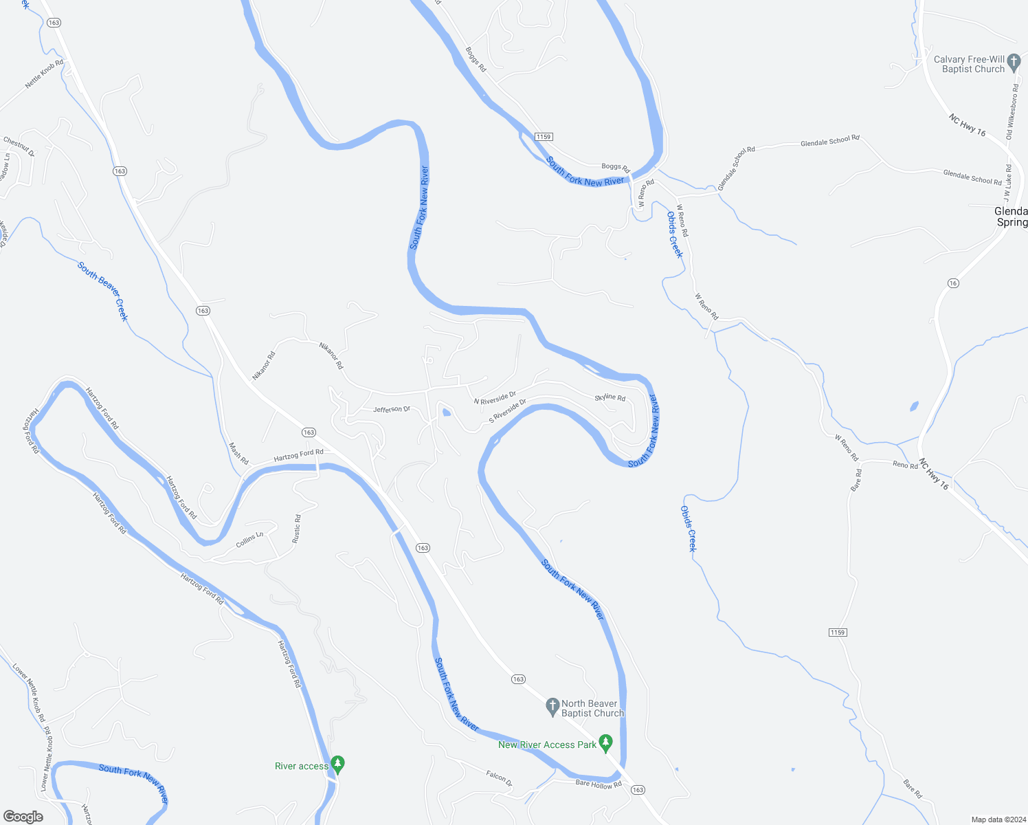 map of restaurants, bars, coffee shops, grocery stores, and more near 520 South Riverside Drive in West Jefferson