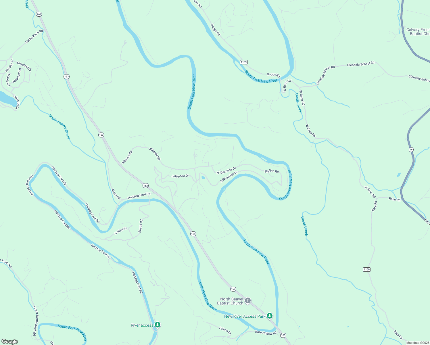 map of restaurants, bars, coffee shops, grocery stores, and more near 101 Dogwood Drive in West Jefferson