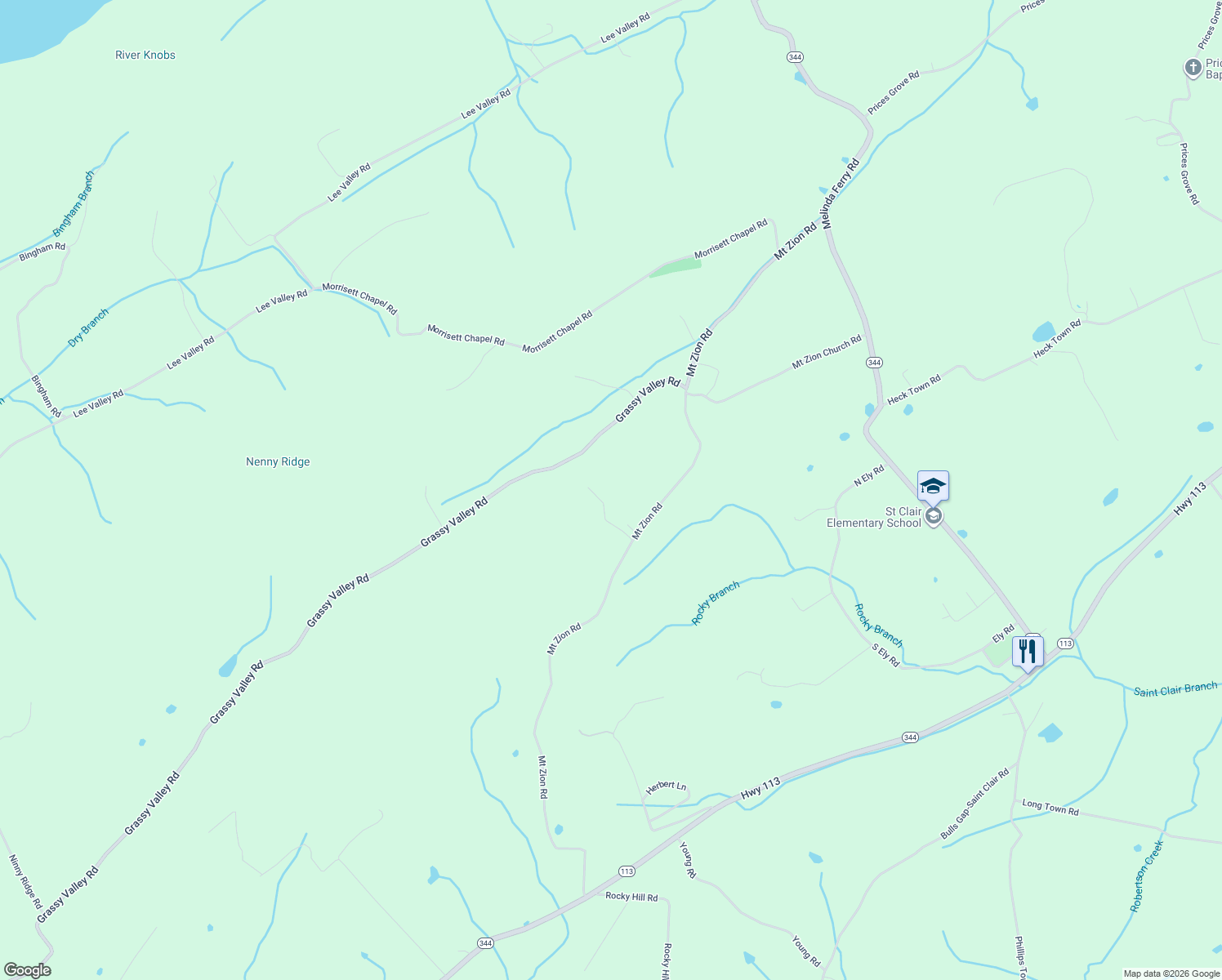 map of restaurants, bars, coffee shops, grocery stores, and more near 179 Grassy Valley Road in Whitesburg