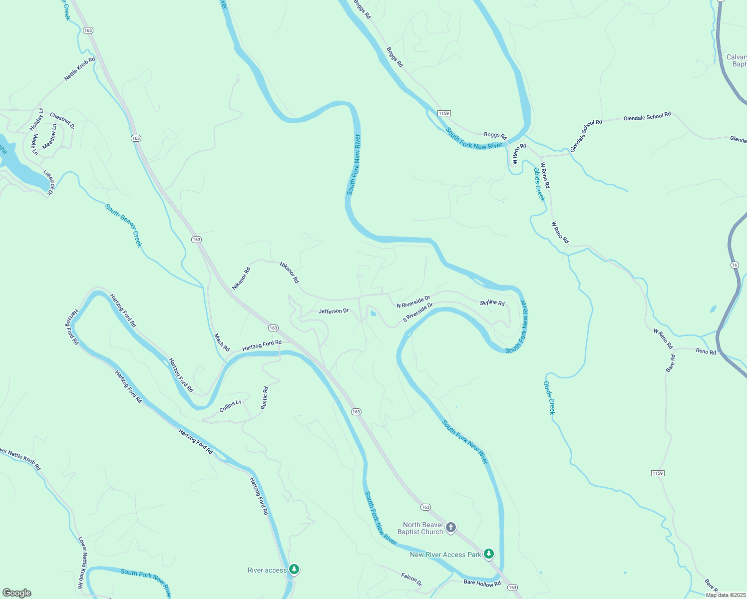 map of restaurants, bars, coffee shops, grocery stores, and more near 970 Nikanor Road in West Jefferson