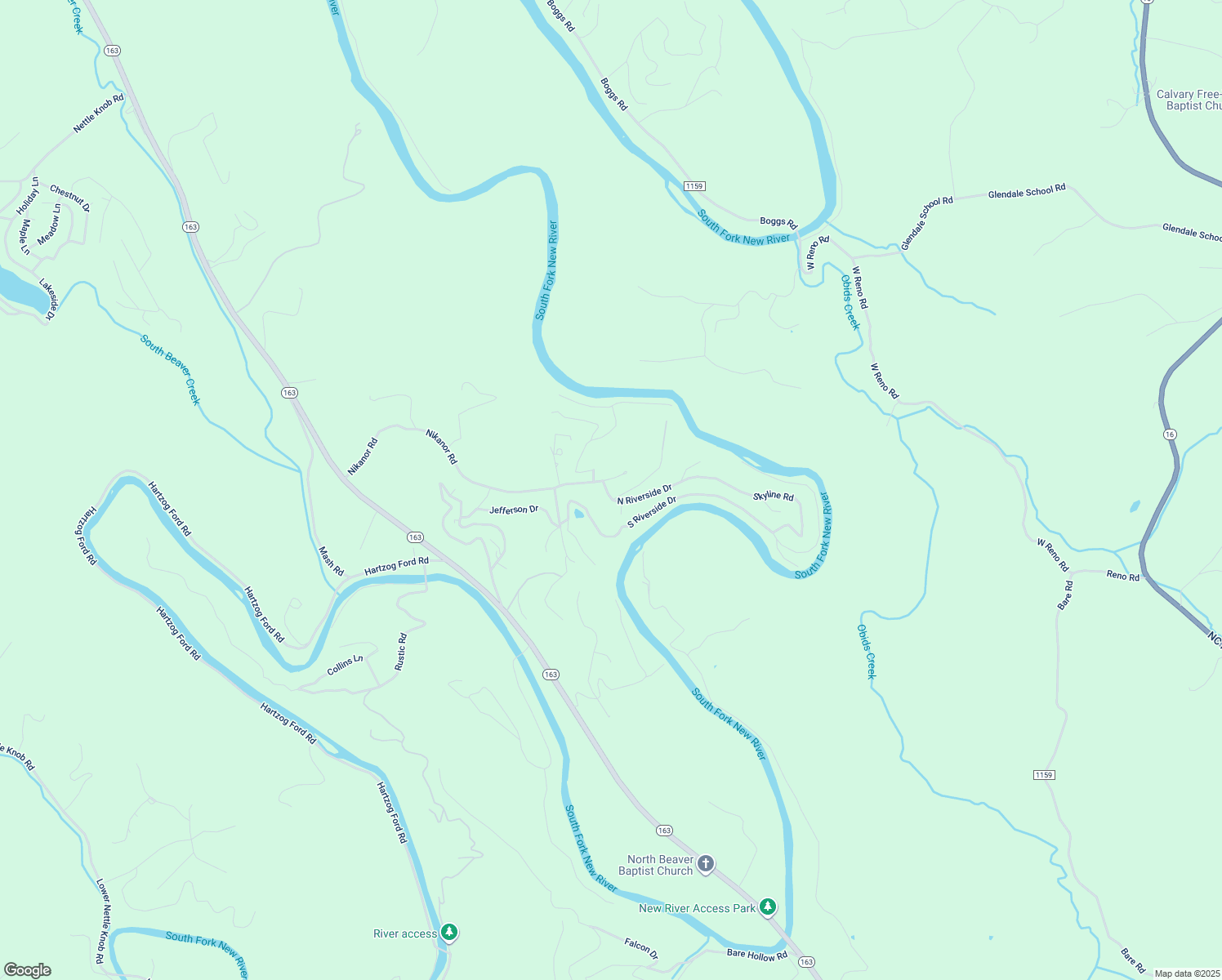 map of restaurants, bars, coffee shops, grocery stores, and more near 141 North Riverside Drive in West Jefferson