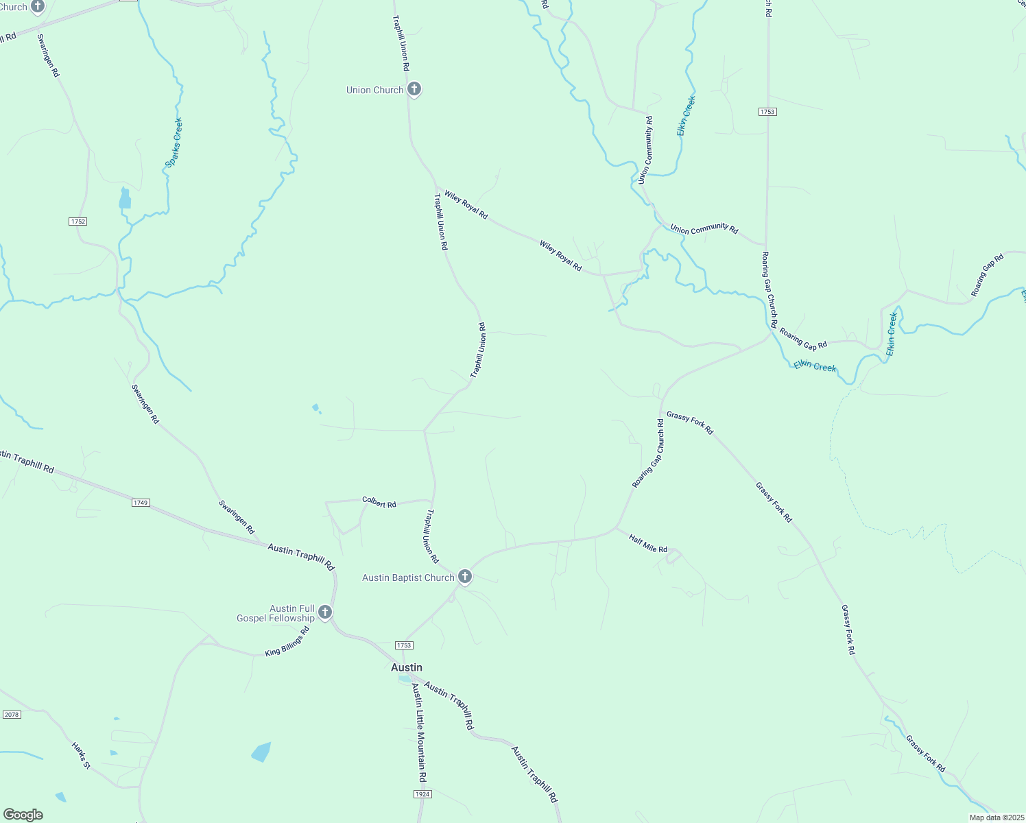 map of restaurants, bars, coffee shops, grocery stores, and more near 860 Traphill Union Road in Traphill