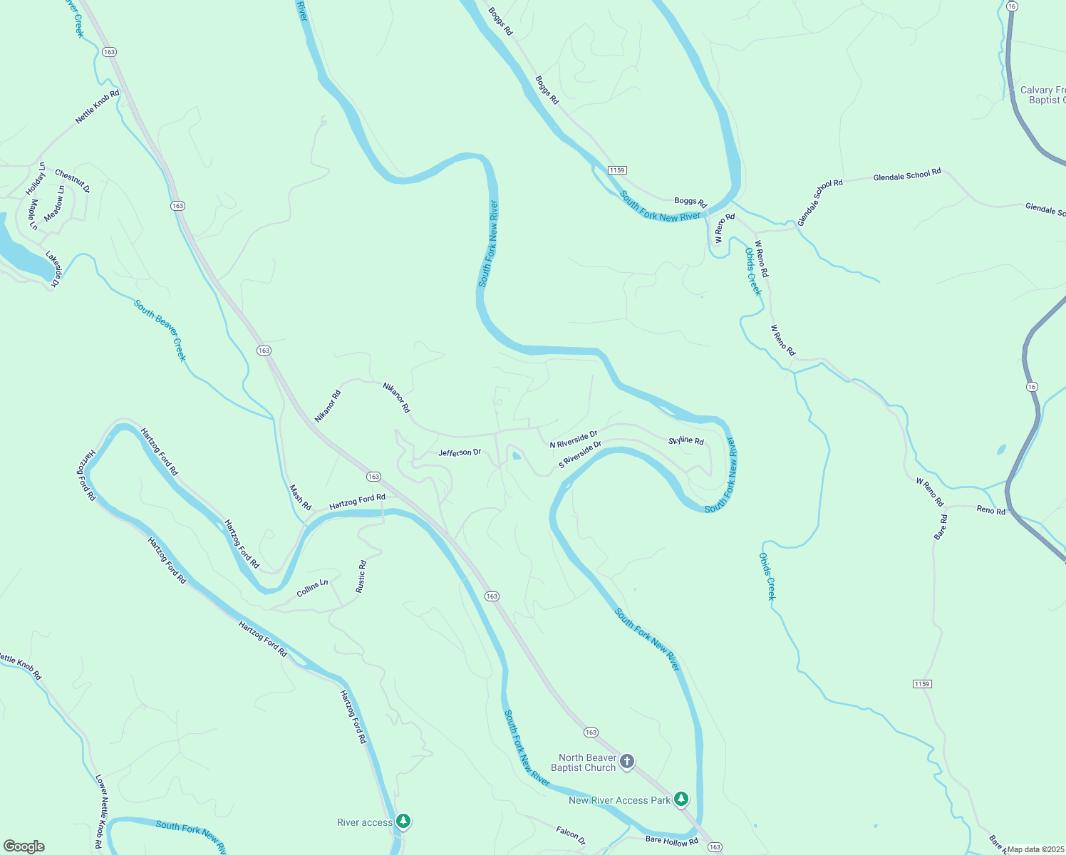 map of restaurants, bars, coffee shops, grocery stores, and more near 1023 Nikanor Road in West Jefferson