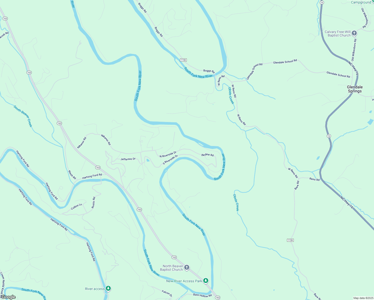map of restaurants, bars, coffee shops, grocery stores, and more near 220 Skyline Road in West Jefferson