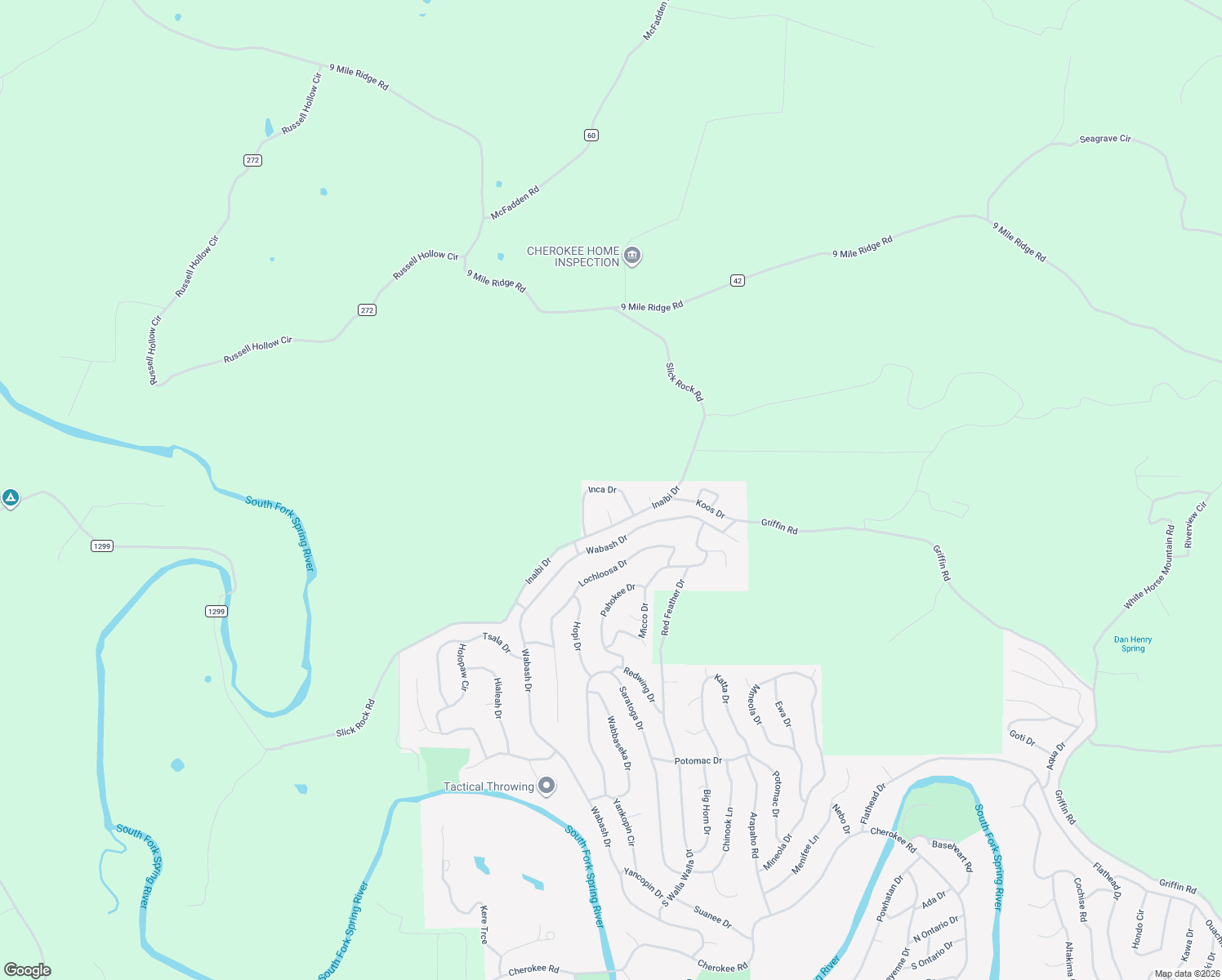 map of restaurants, bars, coffee shops, grocery stores, and more near Inca Drive in Hardy