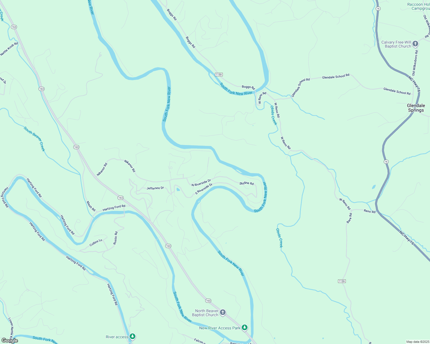 map of restaurants, bars, coffee shops, grocery stores, and more near 117 Hickory Lane in West Jefferson