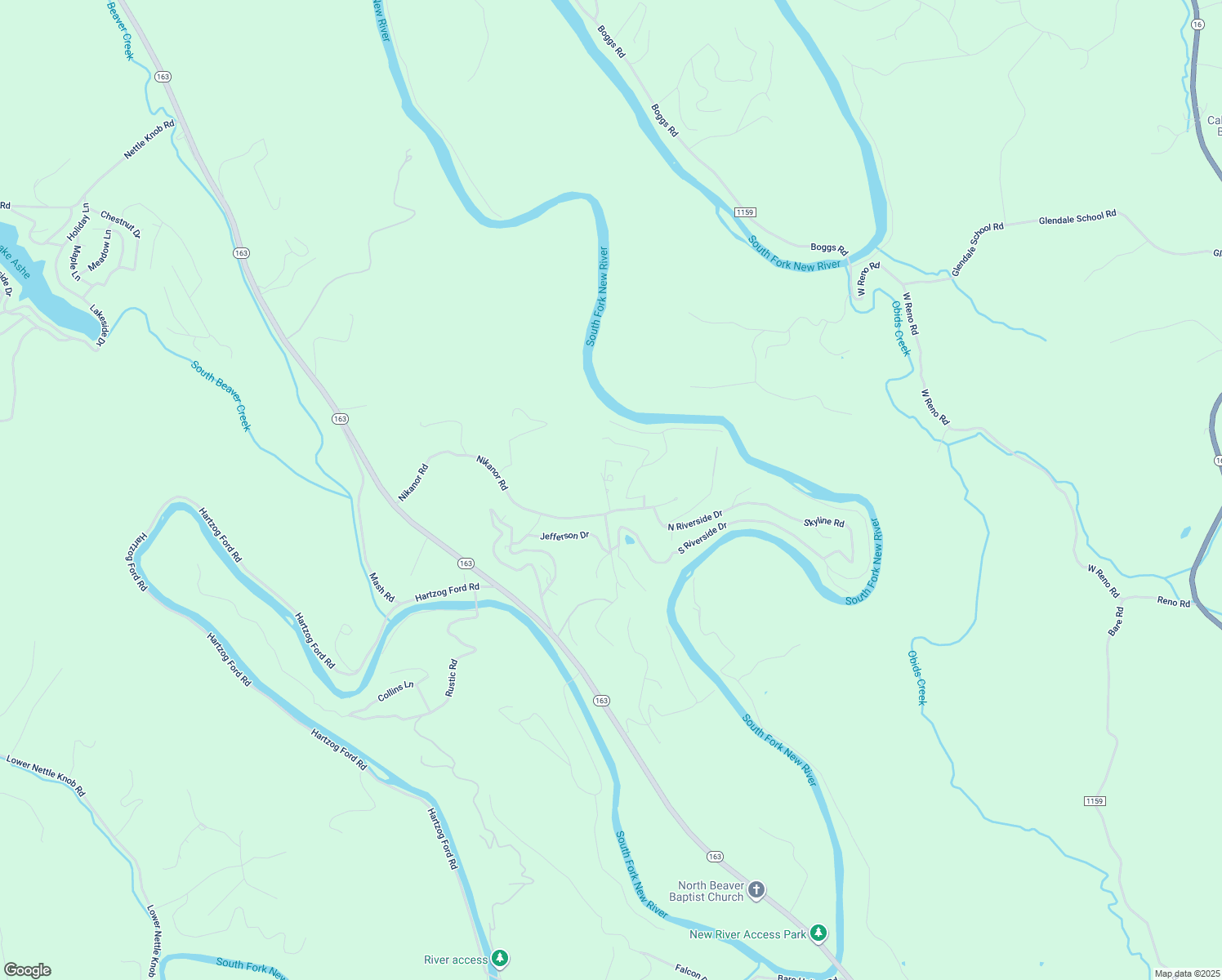 map of restaurants, bars, coffee shops, grocery stores, and more near 166 Ridge Crest Drive in West Jefferson