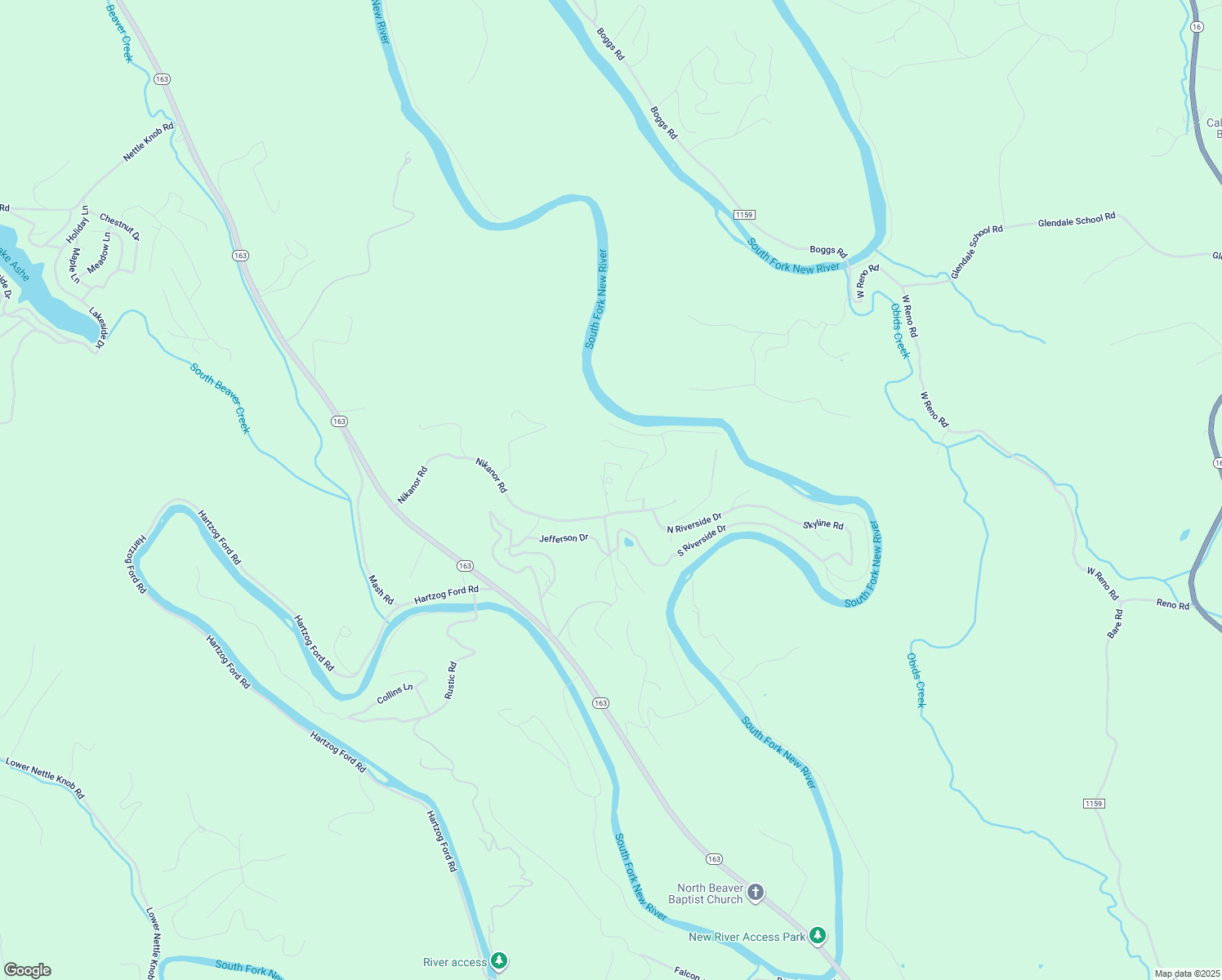 map of restaurants, bars, coffee shops, grocery stores, and more near 166 Ridge Crest Drive in West Jefferson