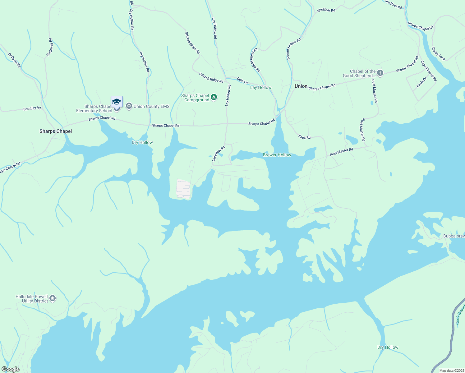 map of restaurants, bars, coffee shops, grocery stores, and more near 153 Lakeview Cir in Sharps Chapel