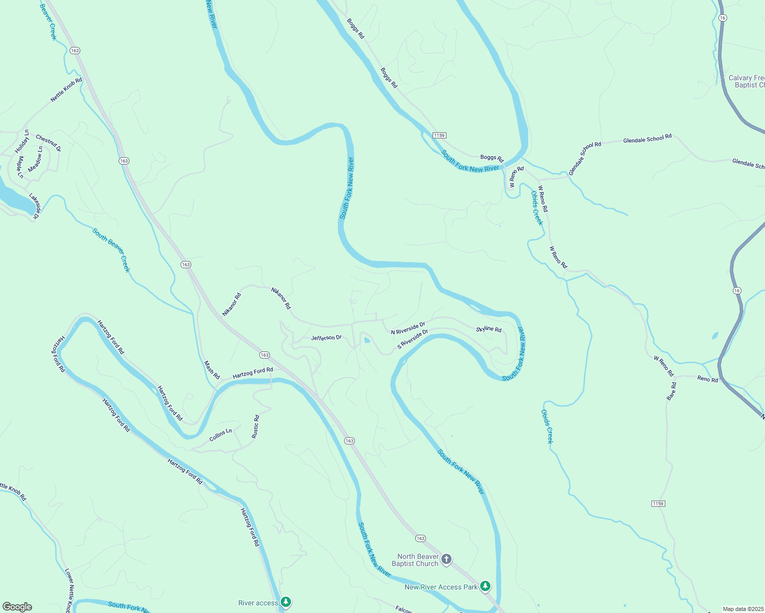 map of restaurants, bars, coffee shops, grocery stores, and more near 240 North Carolina Drive in West Jefferson