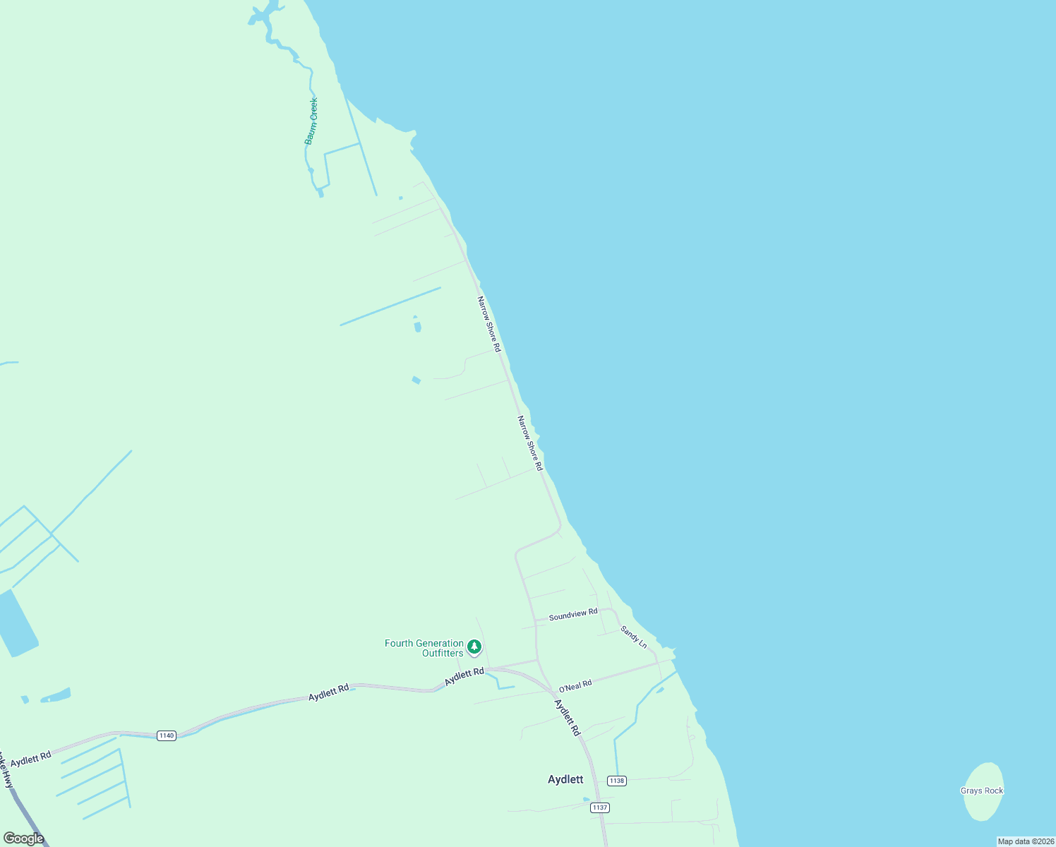 map of restaurants, bars, coffee shops, grocery stores, and more near 289 Narrow Shore Rd in Currituck