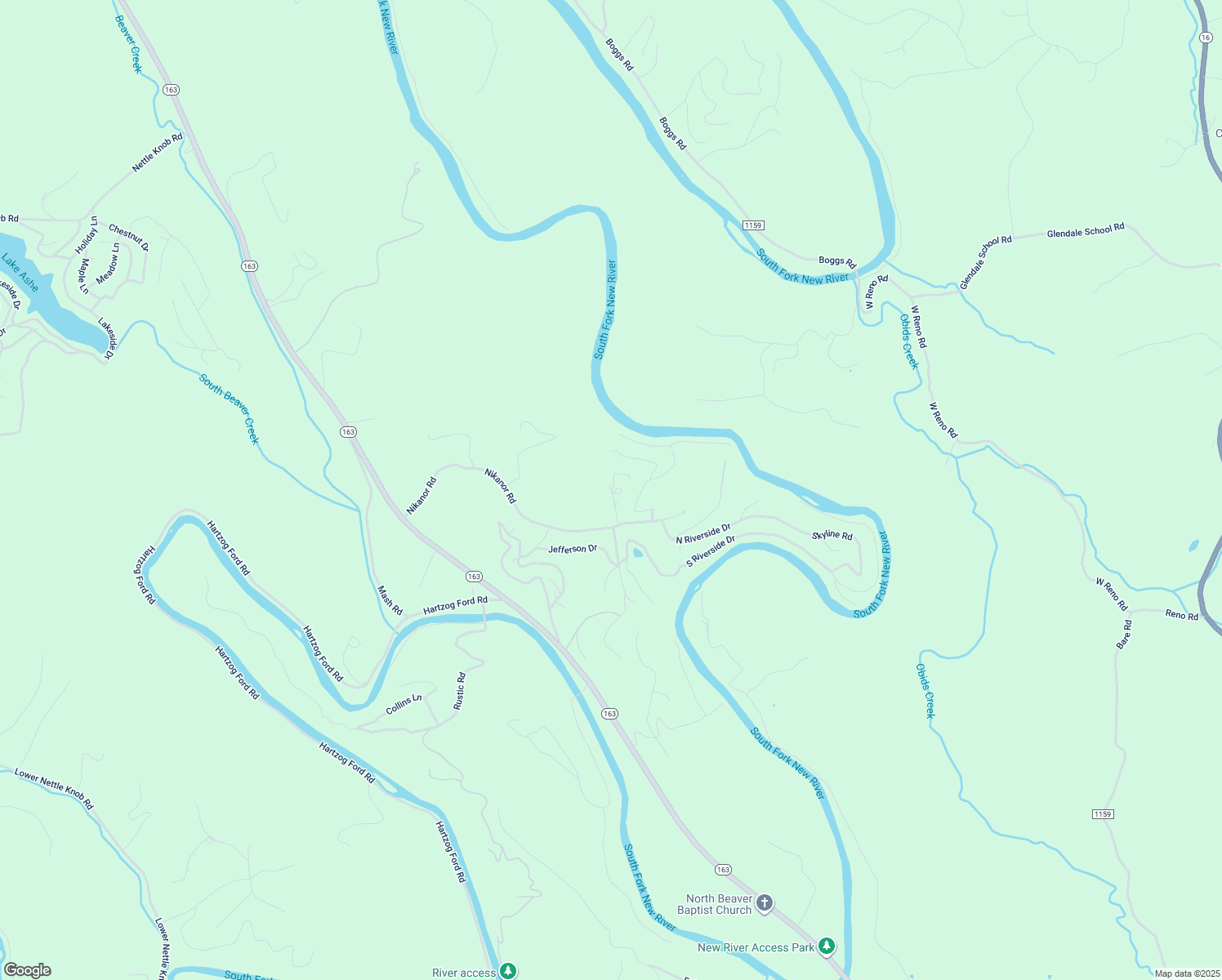 map of restaurants, bars, coffee shops, grocery stores, and more near Hill Top Lane in Ashe County