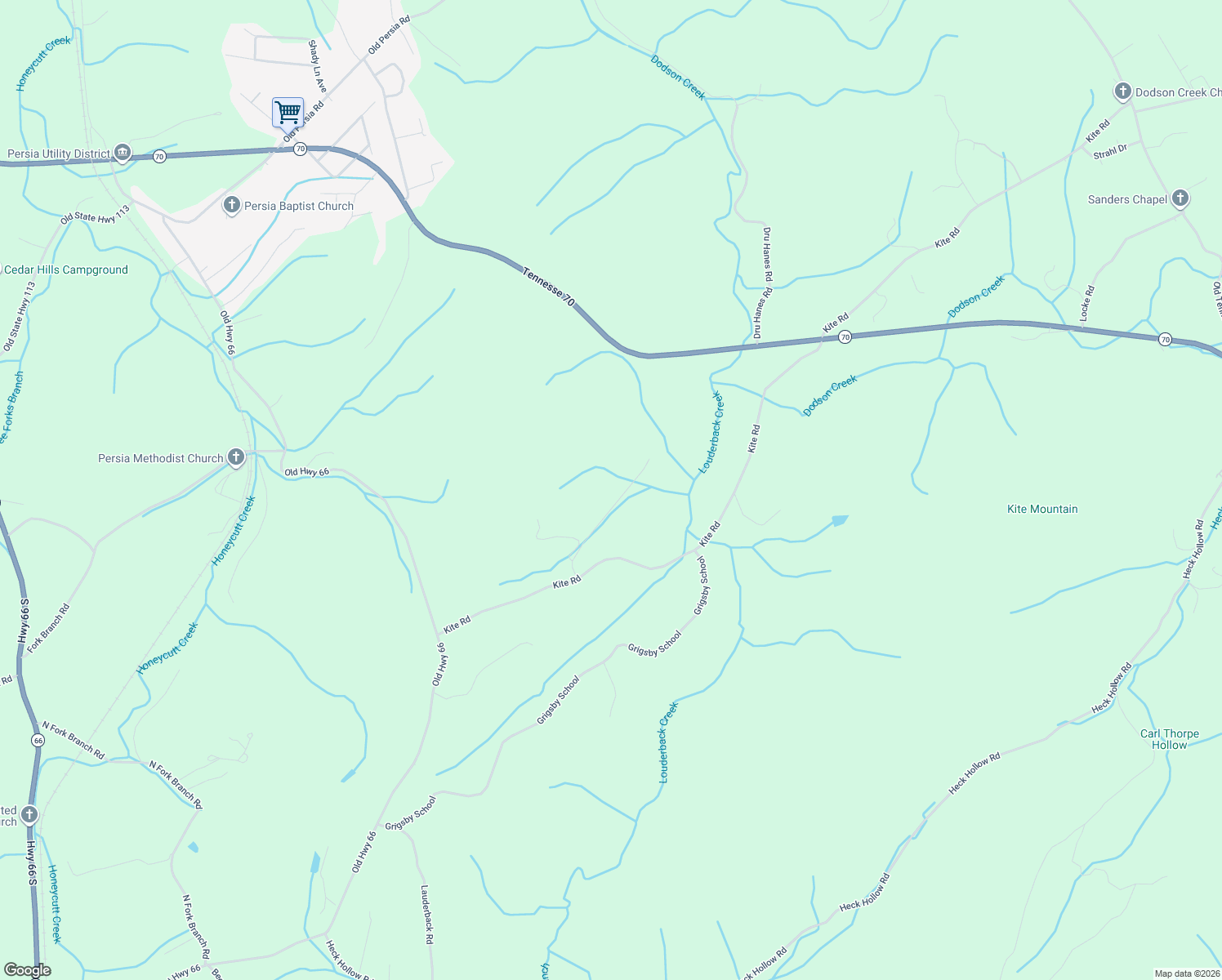 map of restaurants, bars, coffee shops, grocery stores, and more near 190 Chuck Road in Rogersville