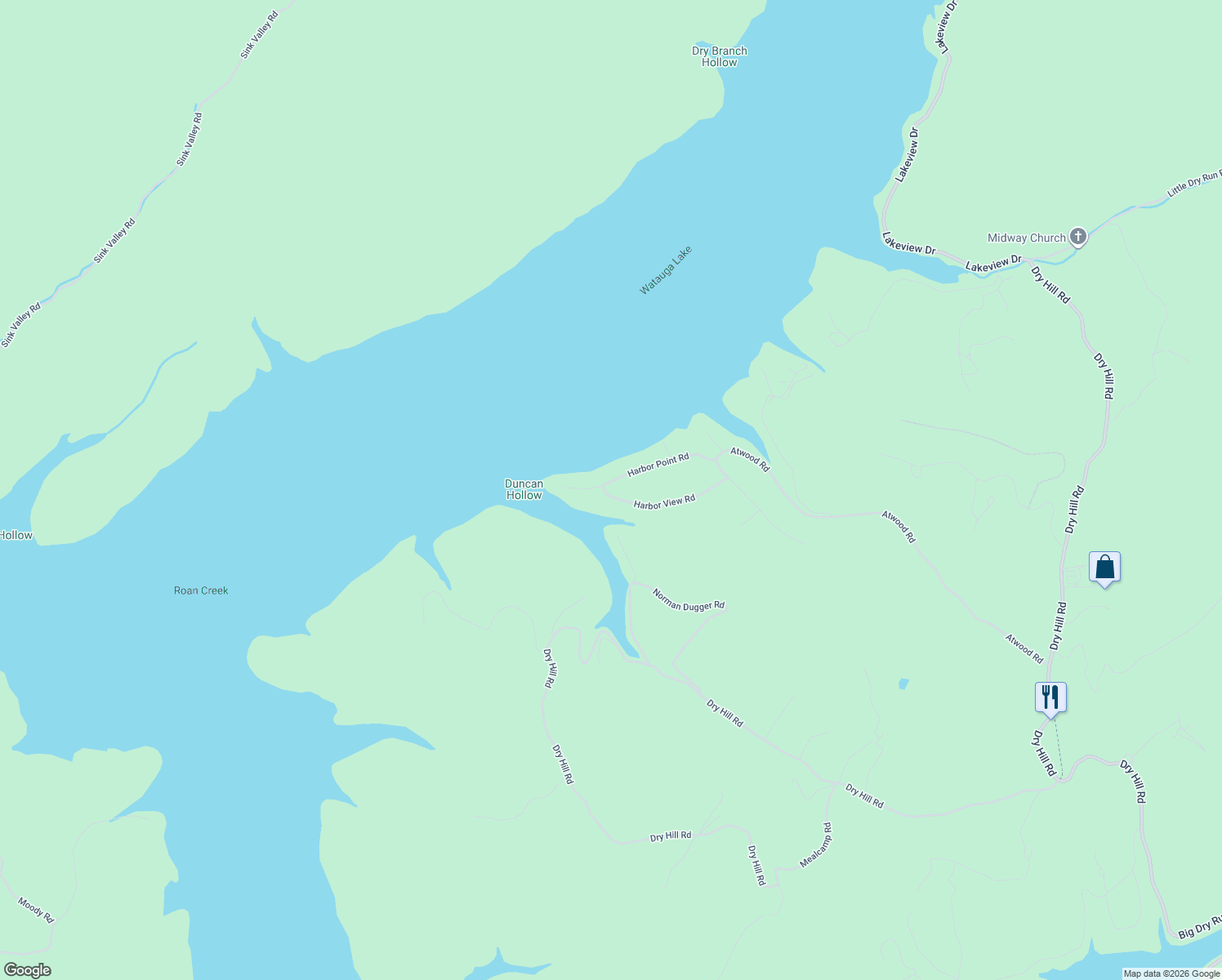 map of restaurants, bars, coffee shops, grocery stores, and more near 583 Harbor Point Rd in Butler