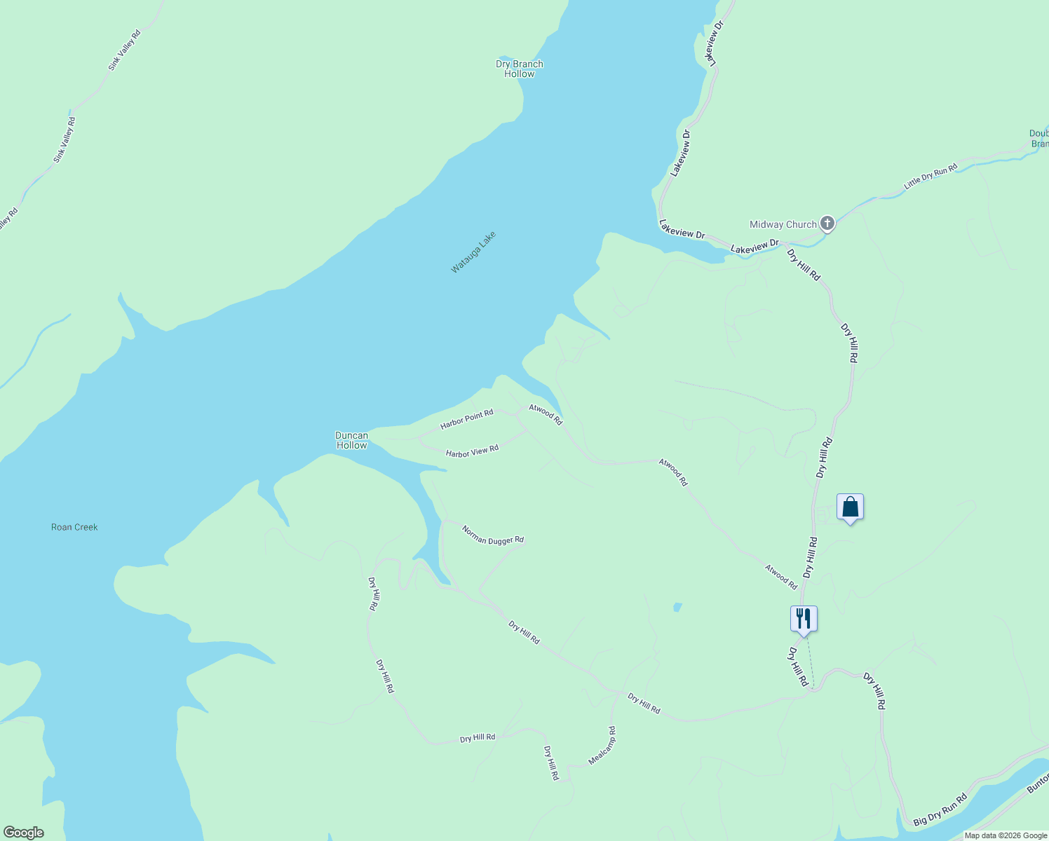 map of restaurants, bars, coffee shops, grocery stores, and more near Atwood Road in Butler