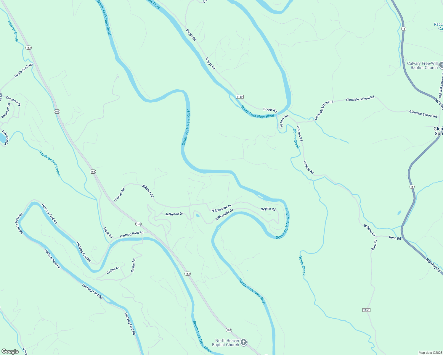 map of restaurants, bars, coffee shops, grocery stores, and more near 189 East New River Drive in West Jefferson